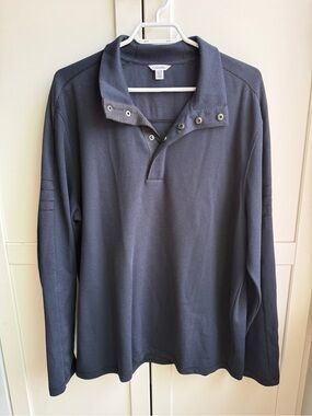 90s Minimalism Quiet Luxury Calvin Klein 100% Cotton Mens XL Navy Pullover